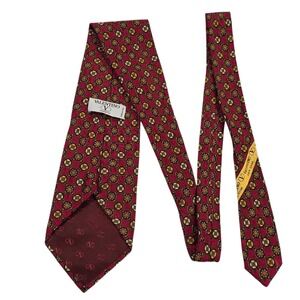 Valentino Cravette Mens Necktie Luxury Red Silk Floral Boho Designer Manmade